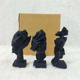 AM6230 Black Thinker Abstract Face Sculptures (No.2) – Set of 3
