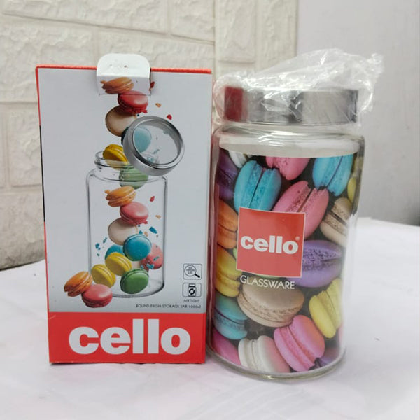 AM5164 Cello Round Fresh Glass Storage Jar, 1000ml (Set of 1)