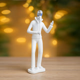 AM6133 Modern MicMan Singer Figurine Showpiece – White & Silver Decorative Idol