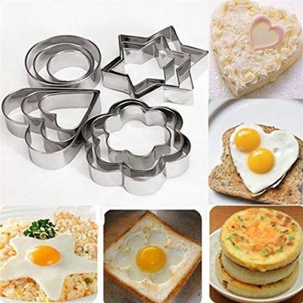 0813 Cookie Cutter Stainless Steel Cookie Cutter with Shape Heart Round Star and Flower (12 Pieces)