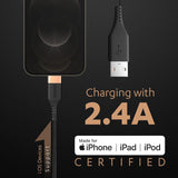 AM5886 Duracell USB-A To Lightning Apple Certified (Mfi) Braided Sync & Charge Cable - 3.9 Feet (1.2M)