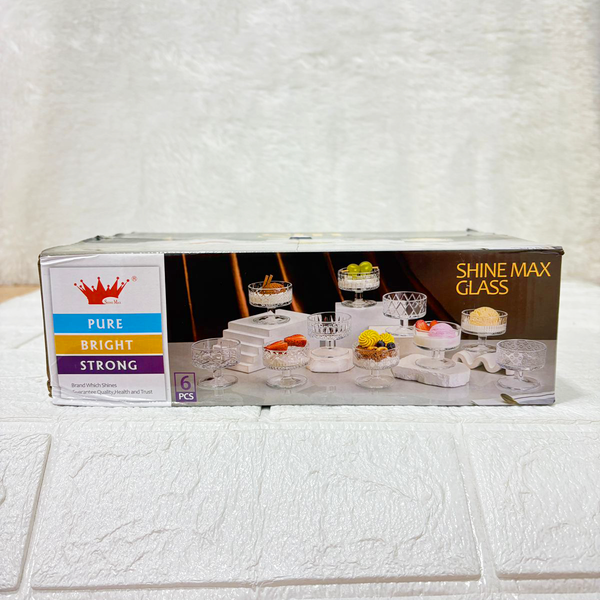 AM5405 Shine Max Glass Ice Cream Cup Pure Crystal Ice-Cream Cup - 180Ml (Set of 6 Pcs)