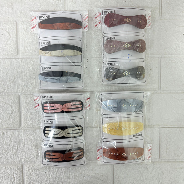 AM6385 Elegant Brown & Black Geometric Design Hair Clip / Snap Hair Barrette