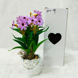 AM6240 Artificial Lavender Star Flower Textured White Pot
