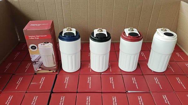 A07454 450ml Stainless Steel Vacuum Insulated Coffee Mug with LED Temperature Display & Flip Lid
