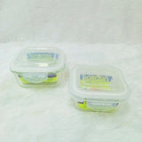 AM6185 Borosil Klip n Store Square Glass Container Set of 2pc (320ml+520ml)