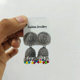 Di0302 Oxidized Silver Jhumka Earrings – Traditional & Casual Fashion Jewelry