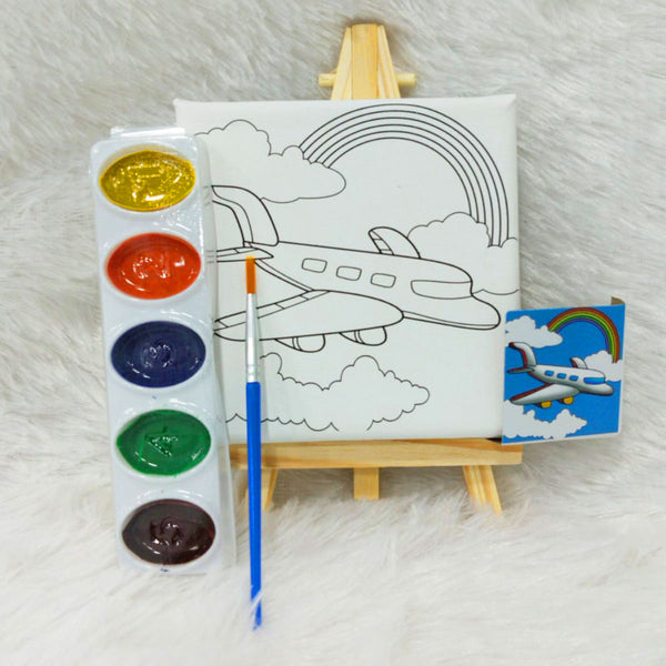AM6161 Pocket Painters Mini Canvas Painting Kit with Easel, Paint Brush & Colors
