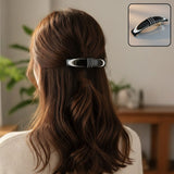 AM6393 Black and White Marbled Resin Barrette Hair Clip - 1pc