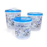 AM3946 Joyful Storemax 3 Piece Printed Kitchen Storage Container Set with Scoop, Capacity – 5000 ml, 7500 ml, 10000 ml