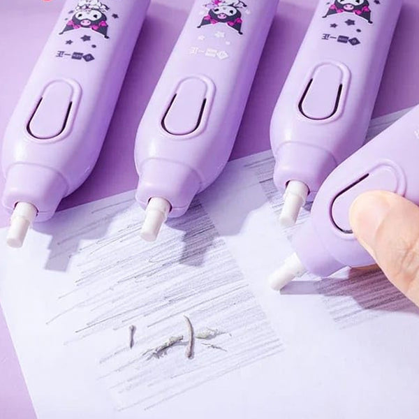 AM5907 Cartoon Print Electric Pencil Erasers with Fan and 12 Refills Set for Kids (Pack of 1)
