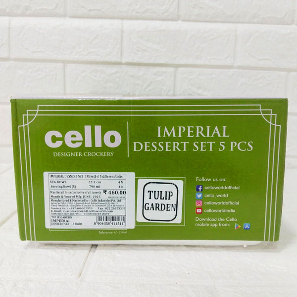 Di0211 Cello Dessert Set - 5-Piece Bowls - 1 Serving Bowl with 4 Dessert Bowls