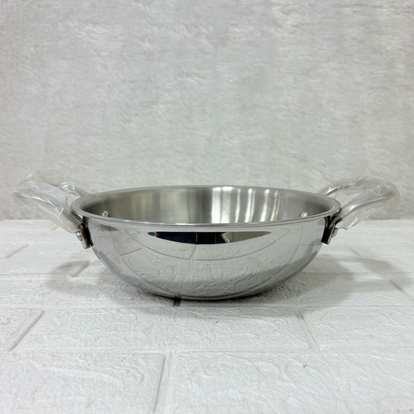 AM2956 Madhuram Prime Quality Triply Stainless Steel Kadai WithOut Handle (22 cm)
