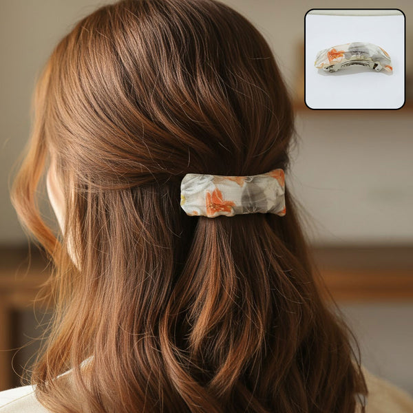 AM6394 Mix fabric-covered snap hair clip with a floral pattern - 1pc
