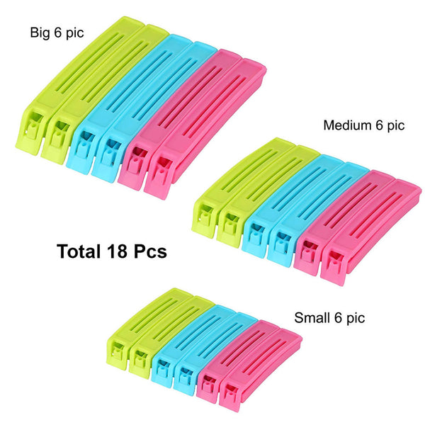 0105 Food Bag Sealing Clips (18 Pcs, Multicolour)