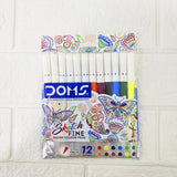 AM6098 DOMS Watercolour Sketch Pens | 12 Assorted Shades