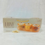 Di0362 LUXE Dry Fruit Transparent 3pc Jar with Lids & Stylish Tray (Mix Colour)