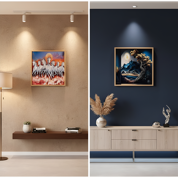 TM0138 Mix Pattern Premium Decorative Wall Square Frames - 12x12inch (Pack of 1)