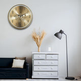 AM5947 The Moving Hour Luxury Designer Analog Gold Wall Clock with Moving Gear Mechanism