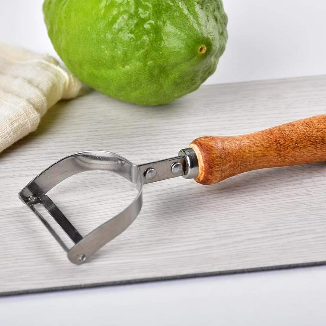 3484 Stainless Steel Potato Vegetable Peeler Scrapper with Wooden Hand ...
