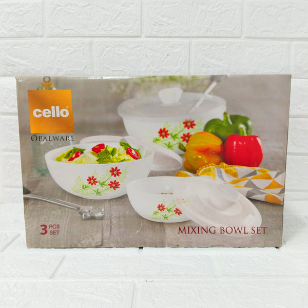 Di0207 Cello Opalware Royal Mixing Bowl with Premium Lid Set of 3pc