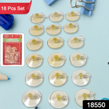 18550 Transparent Rubber Vacuum Sucker, Suction Cup Hooks (18 Pcs Set)