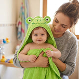 A08135 Cute Frog Design Soft Microfiber Hooded Baby Bath Towel & Wrapper