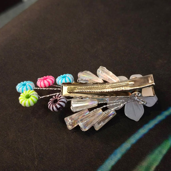 AM5870 Crystal Flower and Candy Bead Hair Clip For women