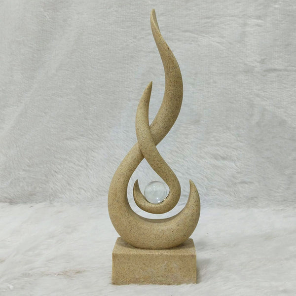 AM6247 Modern Abstract Intertwined Flame Sculpture with Crystal Ball