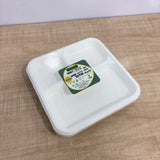 A08203 Eatin 100% Biodegradable & Compostable Bagasse 3 Compartment Meal Plate ( Pack of 10)