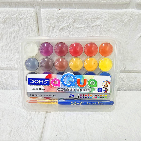 AM6091 Doms Aqua 24 Shades Water Color Cakes Box With Brush