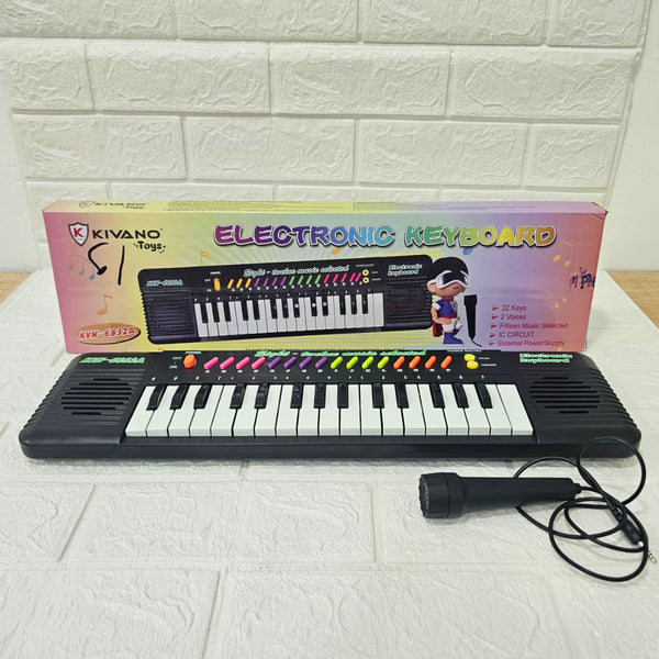 AM6033 Piano Keyboard for Kids with Microphone - 32 Key Piano + MIC + ADAPTER POWER OPTION