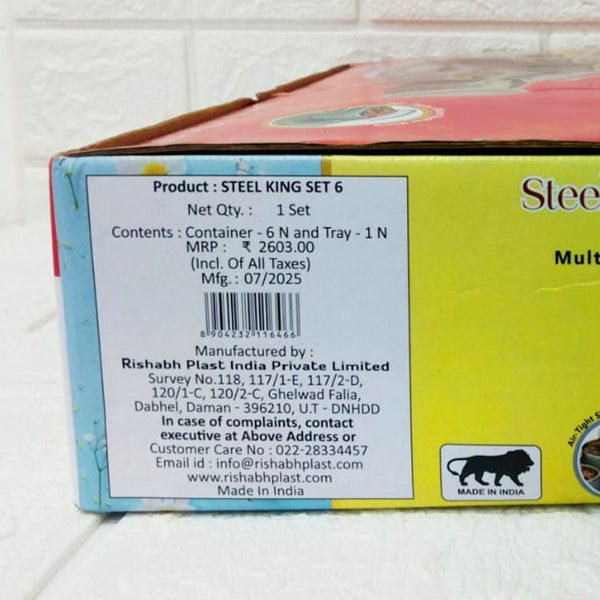 Di0172 Rishabh Steel King Deluxe 6-Piece Multipurpose Container Set
