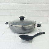 AM6153 Sunmate Deep Kadai with Glass Lid (2.5ltr)– Hammertone Series (Non-Stick Cookware)