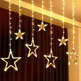 Di0061 12 Stars LED Curtain String Lights with Flashing Modes - 6x6 (Warm)