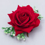 AM1111  Red Rose & White baby Flower Hair Clip For Women