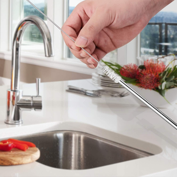 AM6331 Stainless Steel Straws WIth SIlicone & Brush - Pack of 5pc