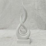 AM6248 White Abstract Flame Sculpture with Clear Crystal Sphere