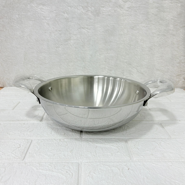AM2957 Madhuram Prime Quality Triply Stainless Steel Kadai WithOut Handle (24 cm)