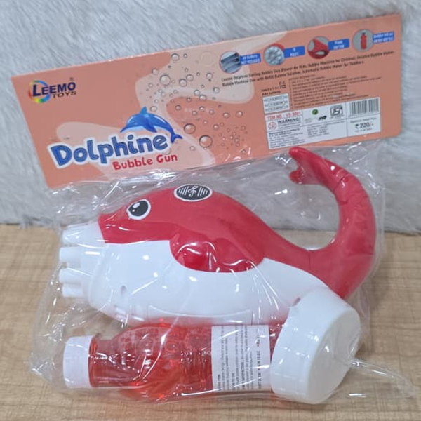 AM6436 Dolphin Bubble Gun for Kids - 10-Hole Automatic Bubble Machine with 160ml Solution
