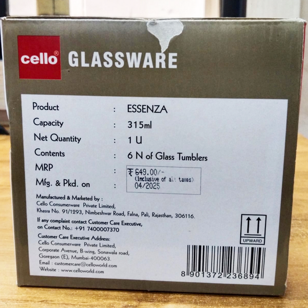 AM5691 Cello Essenza 315ml- tumbler 6pcs set