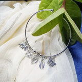 AM1257 Silver Women Charm Floral Antique Silver Plated Bracelets