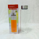 AM6163 Borosil Crysto Slim Glass Bottle with Sliver SS Lid - 1 Ltr