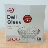 AM5981 Deli Crystal Flower Design Glass Fruit Bowl