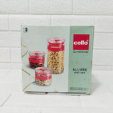 Di0249 Cello Glassware Allure Glass Jar Gift Set - Set of 3 Pcs