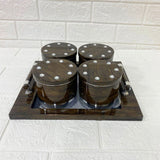 Di0161 Rishabh Selora Diamond Container Set of 4 with Tray – Stylish & Trendy Storage Jars