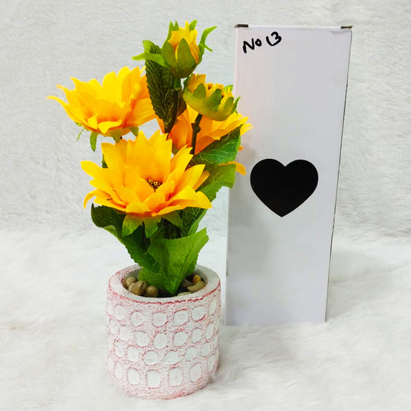 AM6239 Artificial Sunflower Textured Ceramic Pot