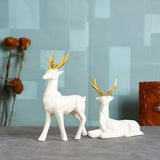 AM5367 White Deer Pair Showpiece for Home Decor Showpiece- Pack of 2 deer