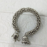 Di0219 Traditional Oxidized Silver Beaded Bracelet with Jhumka Charms