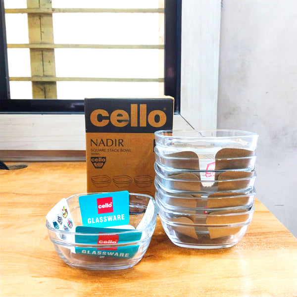 AM5683 Cello Nadir Square Stack Bowl- 300Ml (Set of 6 Pcs)